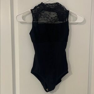 Black Lace Leotard with High Neck